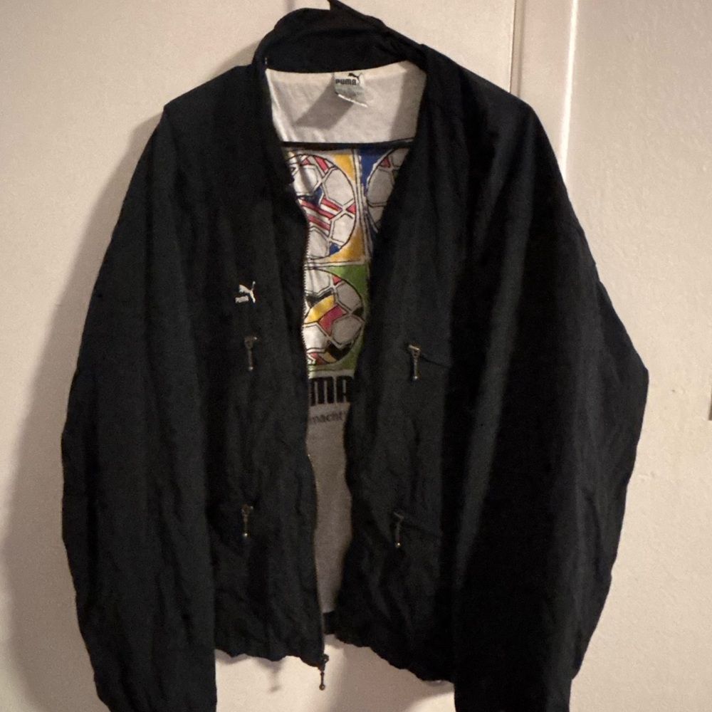 Vintage Puma Soccer Windbreaker Jacket XL Black 
(1130)